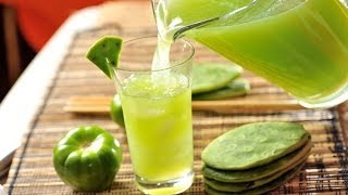 Agua de nopal  Recetas de aguas frescas  Prickley pear drink [upl. by Atthia]