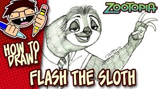 How to Draw FLASH THE SLOTH ZOOTOPIA StepbyStep Tutorial [upl. by Nolyd]