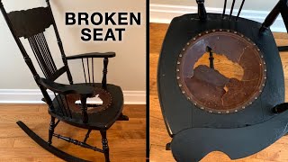 How to Repair a Broken Rocking Chair  a Restoration by Fixing Furniture Leather [upl. by Gapin167]