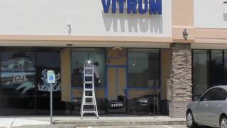 Visible Vitrum Spraying RPS 9 Directly on the Outside of A Storefront Window [upl. by Atiuqat788]