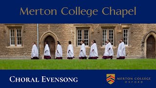 Choral Evensong on Wednesday 15 May 2024  from Merton College Chapel Oxford [upl. by Ateuqirne]