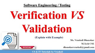 SE 49  Verification VS Validation with Example [upl. by Isador981]