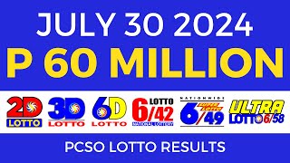 Lotto Result Today 9pm July 30 2024  PCSO Complete [upl. by Annawal262]