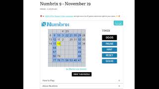 AI Solve Daily Numbrix 9 Puzzle 11192024 ASMR [upl. by Linetta]