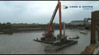 Long Reach Excavator Hitachi ZX 350 22m reach Land amp Water [upl. by Eiramlehcar750]