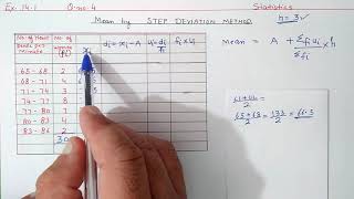 Ex141 Q4 Mean by STEP DEVIATION METHOD  Statistics  Ncert Maths Class 10  Cbse [upl. by Navek]