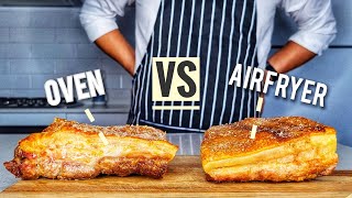 PERFECT Crispy Pork Belly  AIR FRYER VS OVEN  Only 3 ingredients  2 Versions of the same dish [upl. by Davidson]