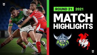 Raiders v Dragons Match Highlights  Round 21 2021  Telstra Premiership  NRL [upl. by Pearl]