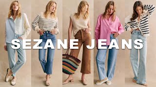 SEZANE Jeans Haul amp TryOn  Denim Review  L’Iconique Droit Le 90s Le Crop Wide Leg Le Mum [upl. by Boelter]