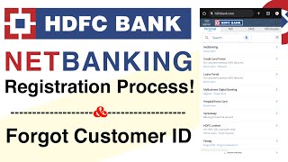 HDFC Bank Net Banking Kaise Banaye  HDFC Bank Net Banking Registration Process  Forgot Customer ID [upl. by Aryk]