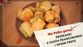 Przekaski z ciasta francuskiego i sosem pesto  Nie Polka Gotuje [upl. by Faythe144]