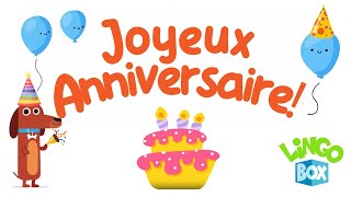 Happy Birthday Song in French  Joyeux Anniversaire  Learn French for kids [upl. by Ilene416]