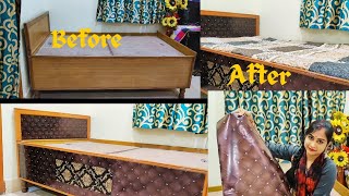 पुराने बेड को नया कैसे बनाएं  How to makeover old bed Only ₹300 oldtonew longview longviralvideo [upl. by Ardnasela971]