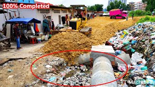 Finally 100 Complete Removal Clearing Trash amp Delete Sewer Drainage System By Dozer amp Dump Trucks5T [upl. by Doralyn]