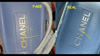 Real vs fake CHANEL sandals How to spot counterfeit Chanel Dad footwear slides [upl. by Eey]