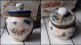 Decoupage 💙Jar 💙 Home decor DIY 💙 [upl. by Akimert846]