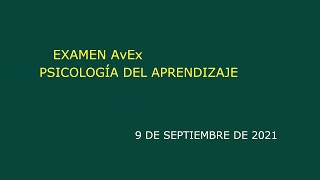 Examen AvEx PSICOLOGÍA DEL APRENDIZAJE [upl. by Eehc]