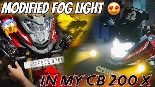 Finally Light Modified in My CB 200 X II My Red Beauty II with HGJ Mercedes projector fog Light 😱❤️ [upl. by Arnuad519]