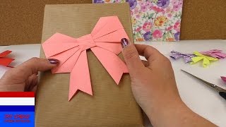 origamistrik vouwen handleiding Nederlands– geschenkverpakking – schattige strik tutorial [upl. by Munniks]