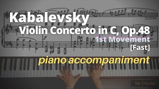 Kabalevsky  Violin Concerto in C Op48 1st Mov Piano Accompaniment Fast [upl. by Ahtilat274]