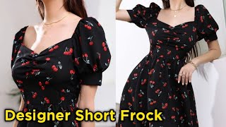 DIY new Designer short frock cutting and stitching  stylish western frock cutting and stitching [upl. by Penny891]