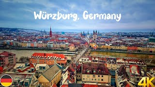 Würzburg Germany evening walk in winter 4K 60fps  A Beautiful Bavarian Medieval city [upl. by Calvano]