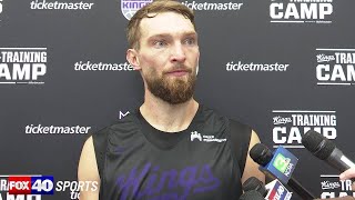 Domantas Sabonis discusses day one of Sacramento Kings training camp DeMar DeRozans first practice [upl. by Elna]