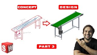 Belt Conveyor Design solidworks  Part 3  How to Design Belt Conveyor in SolidWorks [upl. by Olshausen178]