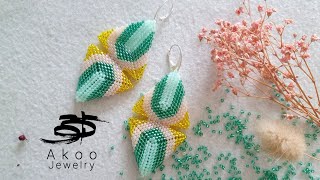 Peyote triangle earrings tutorial 11beaded tutorials [upl. by Nailimixam]