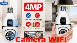 4MP E27 Dual Lens Bulb Camera WiFi Surveillance Night Vision 360 PTZ Camera Human Tracking Indoor [upl. by Silvanus413]