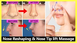 Nose Reshaping Sharpen amp Nose Tip lift Massage  Reduce Nose size and Wide nose  Get Nose Thinner [upl. by Vitia191]