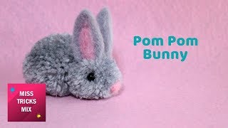 Tiny Pom Pom Bunny  Easter Crafts [upl. by Yrbua]