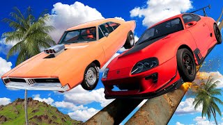 Testing Stunt Grind Rails vs FAST CARS in BeamNG Drive Mods [upl. by Yentrok539]