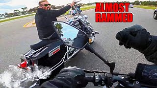 ANGRY HARLEY RIDER TRIES TO RAM BIKER  Unbelievable Motorcycle Moments Ep 539 [upl. by Drarej157]