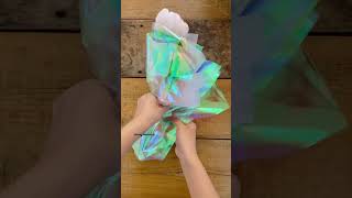 홀로그램 포장지로 꽃다발 포장하기🩵  꽃 포장법  미니다발 포장법  flower wrapping tutorial for beginners💐  bouquet wrapping [upl. by Weissman242]