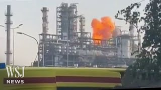 Ukraine Hits Moscow Oil Refinery in Massive Drone Barrage  WSJ News [upl. by Trudie]