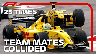 25 Times F1 Team Mates Crashed Into Each Other [upl. by Pulchi183]