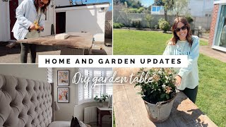 HOME AND GARDEN UPDATES  DIY OUTDOOR DINING TABLE FOR UNDER £50 THAT SEATS 10 PEOPLE AD [upl. by Anthia]