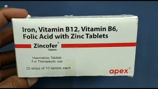 Zincofer Tablets  Iron Vitamin B12 Vitamin B6 Folic Acid with Zinc Tablets  Zincofer Tablet Uses [upl. by Irakab]