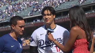 Shohei Ohtani Postgame Interview After Hitting His First Walk Off with Dodgers  大谷 翔平 インタビュー [upl. by Debor]