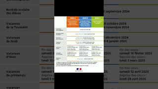 Calendrier des vacances scolaires 2024 2025 en France [upl. by Nosro]