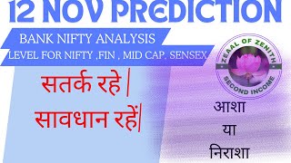 TOMORROW 12 NOV PREDICTION NIFTY BANK NIFTYMID CAP FIN  SENSEX [upl. by Hardie]