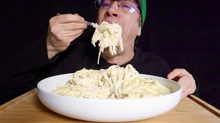 ASMR • Creamy • Fettuccine • Alfredo • Pasta • Mukbang • Feast • homemade sauce [upl. by Marya]