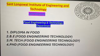 SLIET ADMISSION GOVERNMENT COLLEGE DIPLOMAB TECHM TECHPHDFOOD ENGINEERING TECHNOLOGYDEPARTMENT [upl. by Wilona]