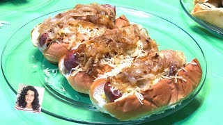 Hot Dog Recipe  Gourmet Hot Dog  How To Caramelize Onions [upl. by Veljkov]