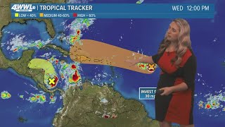 Wednesday 12PM Tropical Update Tropics remain quiet 2 spots in Caribbean could develop this week [upl. by Shari228]