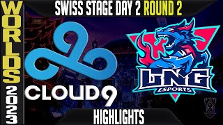 C9 vs LNG Highlights  Worlds 2023 Swiss Stage Day 2 Round 2  Cloud9 vs LNG Esports [upl. by Scever]