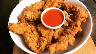 THE BEST HOMEMADE CRISPY CHICKEN STRIPS  EASY CHICKEN TENDERS [upl. by Lorraine]