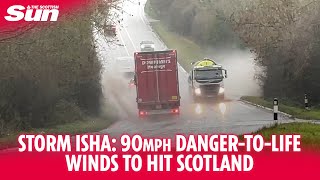 STORM ISHA 90mph dangertolife winds to hit Scotland [upl. by Ducan]