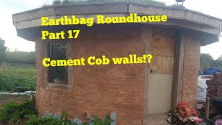 Rendering Earth Bag walls and air sealing the roof Part 16 earthbag roundhouse mancave tiny home [upl. by Aicirt870]